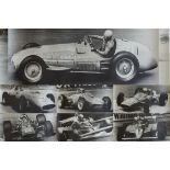 Seven Large Format Photographic Prints of Grand Prix Ferraris Through the Years