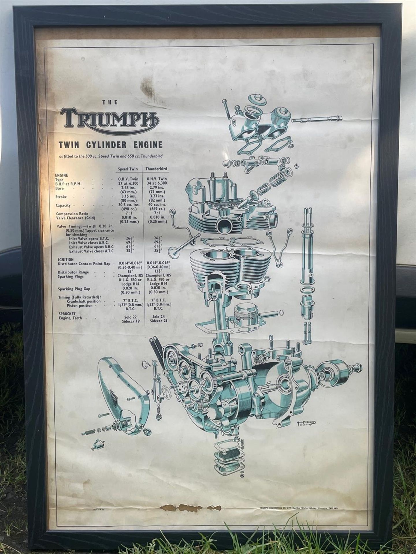 4 x Triumph Exploded View Posters in Frames - Image 2 of 5