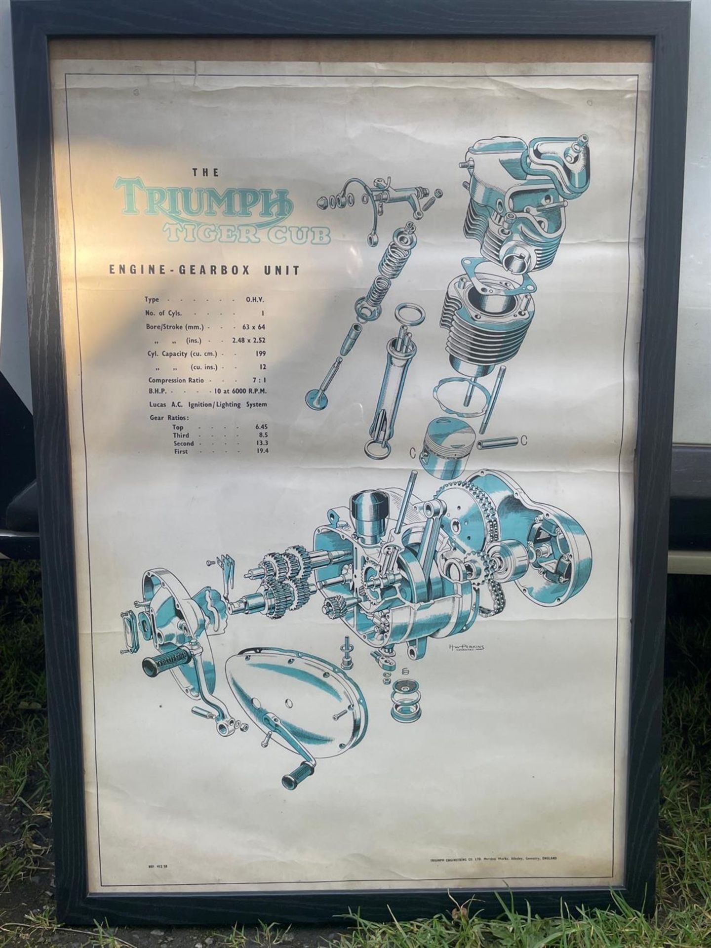 4 x Triumph Exploded View Posters in Frames - Image 4 of 5