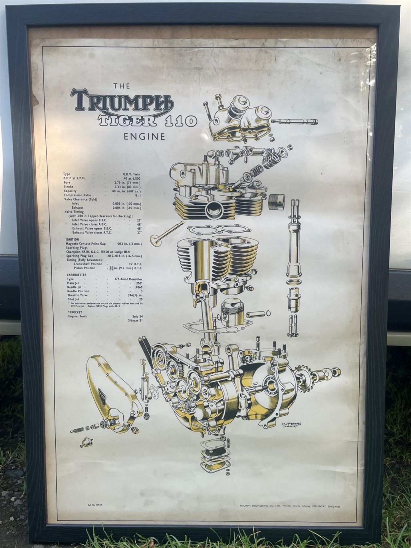 4 x Triumph Exploded View Posters in Frames - Image 3 of 5