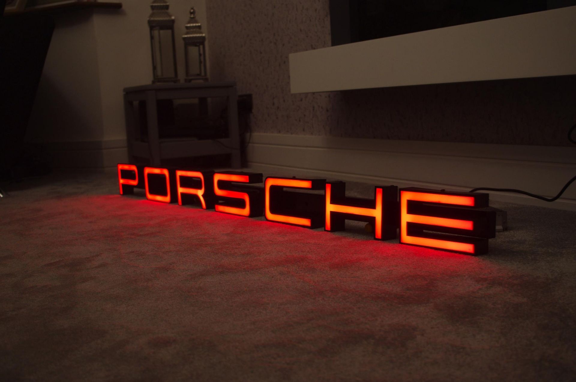 High-Quality Illuminated Porsche Sign Utilising a Powder-Coated Steel Frame - Image 3 of 3