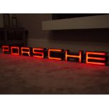 High-Quality Illuminated Porsche Sign Utilising a Powder-Coated Steel Frame