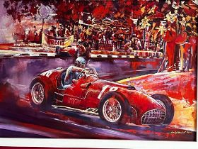 Ferrari 375 F1 Driven by Luigi Villoresi in 1951. Original on Canvas by Craig Warwick