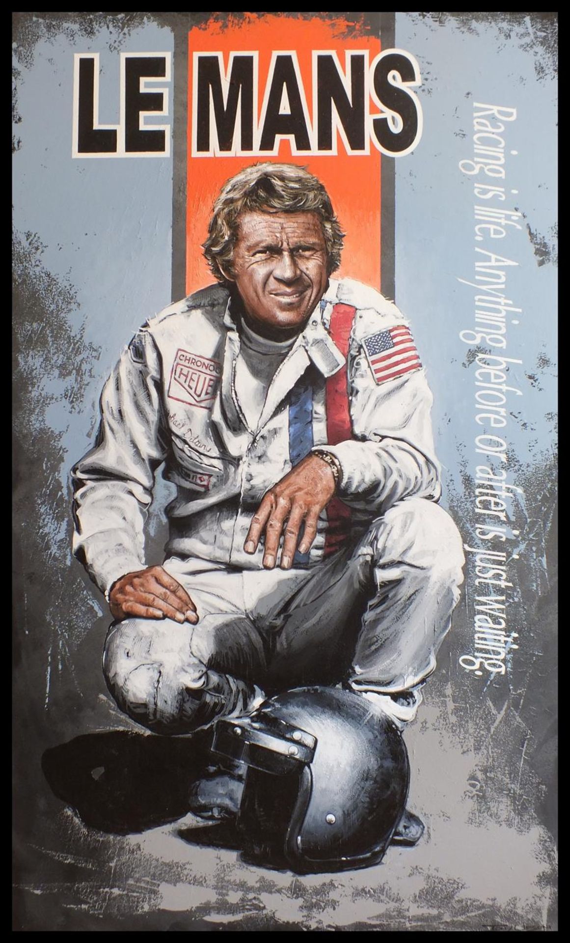 Steve McQueen - Racing is Life. Original Acrylic by Tony Upson - Image 2 of 5