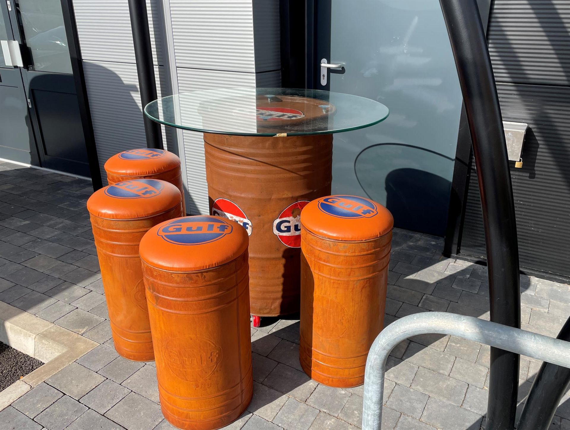 Gulf-Themed Oil Drum Table and Seat Set