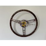 Wood-Rimmed Alloy Steering Wheel Wall Clock*