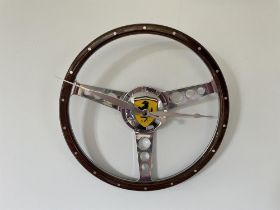 Wood-Rimmed Alloy Steering Wheel Wall Clock*