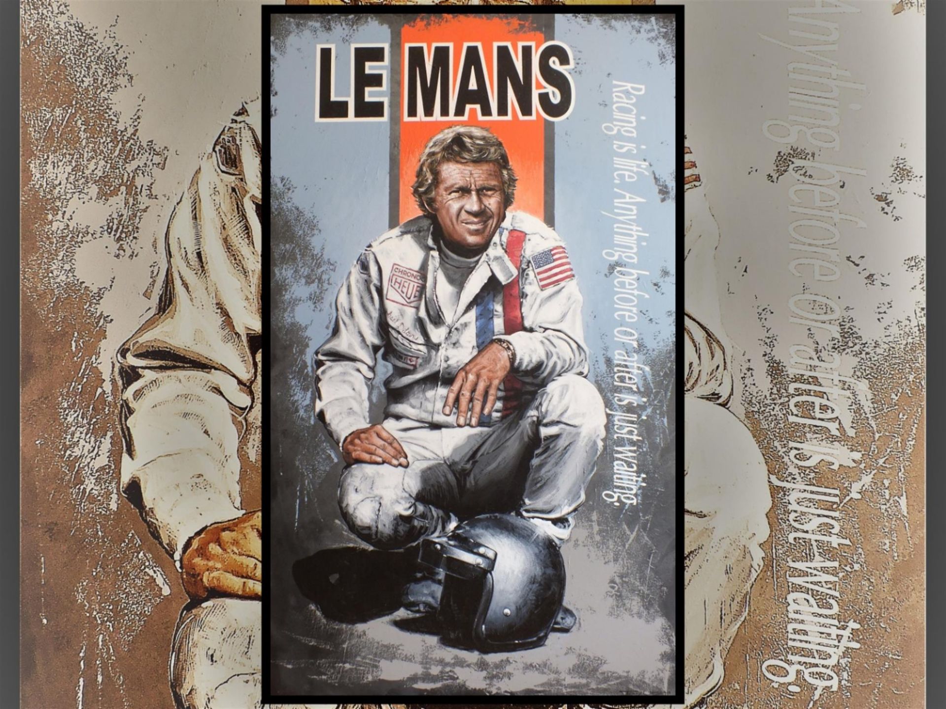 Steve McQueen - Racing is Life. Original Acrylic by Tony Upson