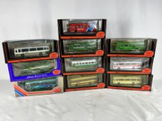 Ten boxed model diecast buses