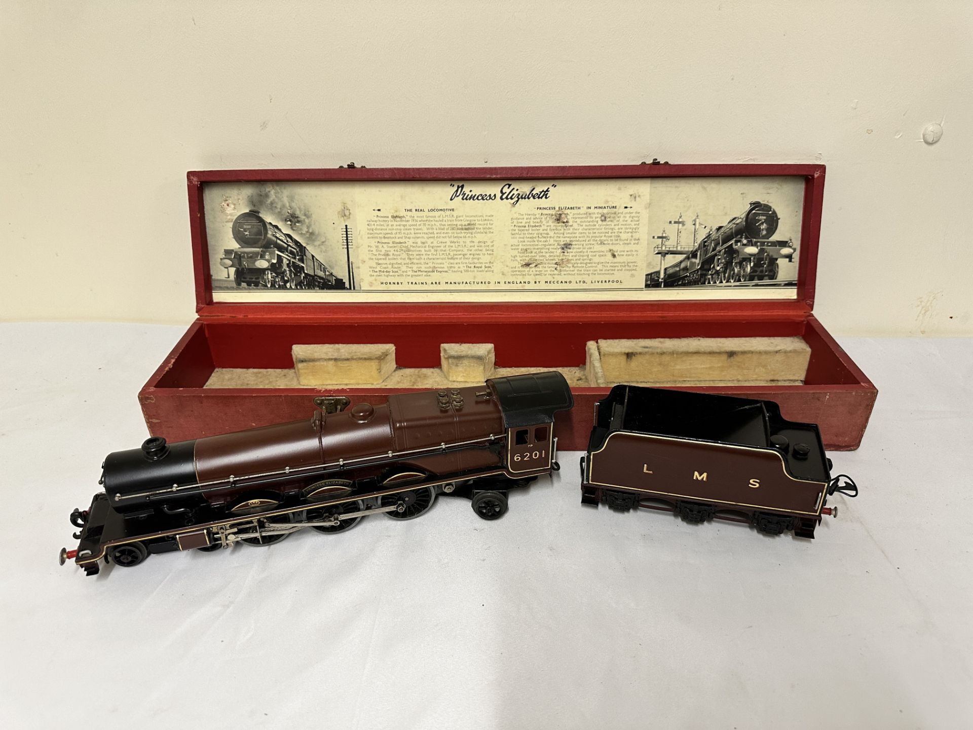 Hornby 0 gauge electric locomotive "The Princess Elizabeth" with tender, in original box.
