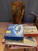 Meccano Clock Kit 1, together with a quantity of games and toys