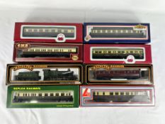00 gauge model locomotive and tender together with seven 00 gauge carriages