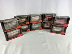 Ten Exclusive First Edition 1:76 diecast model buses in original boxes.