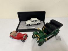 Precision Model VW Beetle, Franklin Mint MG Roadster, Franklin Mint Rolls Royce