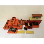 Hornby 0 gauge locomotive, tender, track and platform in boxes