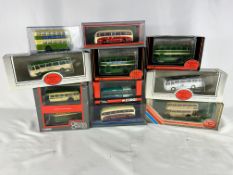 Ten boxed model diecast buses
