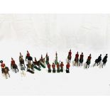 Collection of painted metal soldiers, mainly calvary