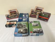 Ten boxed model diecast buses