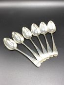 Six silver spoons, 1826