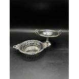 Silver pierced dish together with a silver tazza