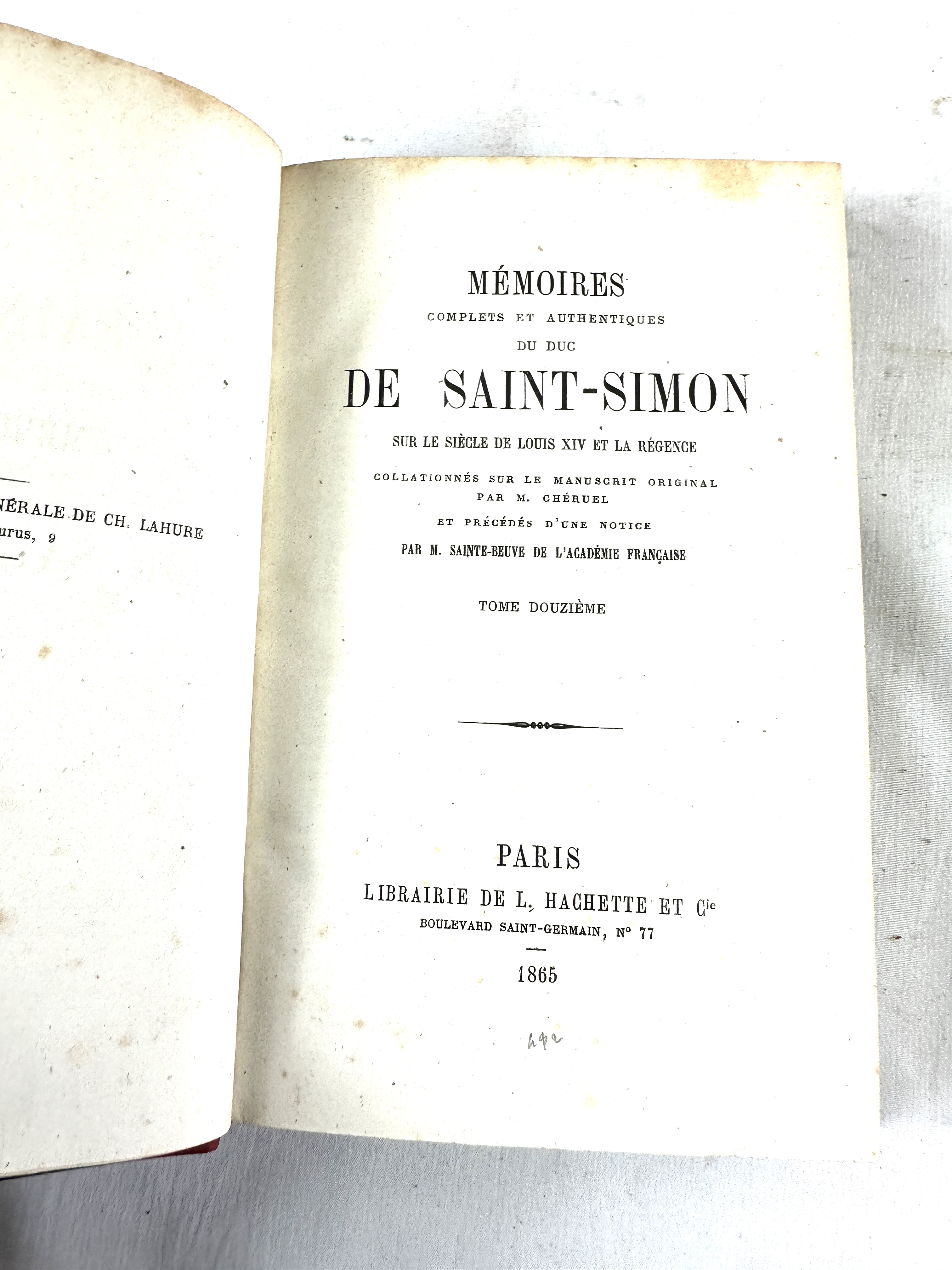 Memoires de Saint-Simon in thirteen volumes, quarter bound - Image 2 of 5