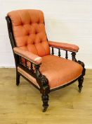 Mahogany framed open armchair