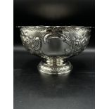 Silver repousse rose bowl