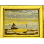 Framed and glazed tapestry of a seascape