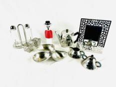 Quantity of Alessi stainless steel items including a cactus photo frame.