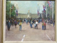 M. Rose Price, oil on board, VE Day celebrations