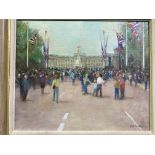 M. Rose Price, oil on board, VE Day celebrations