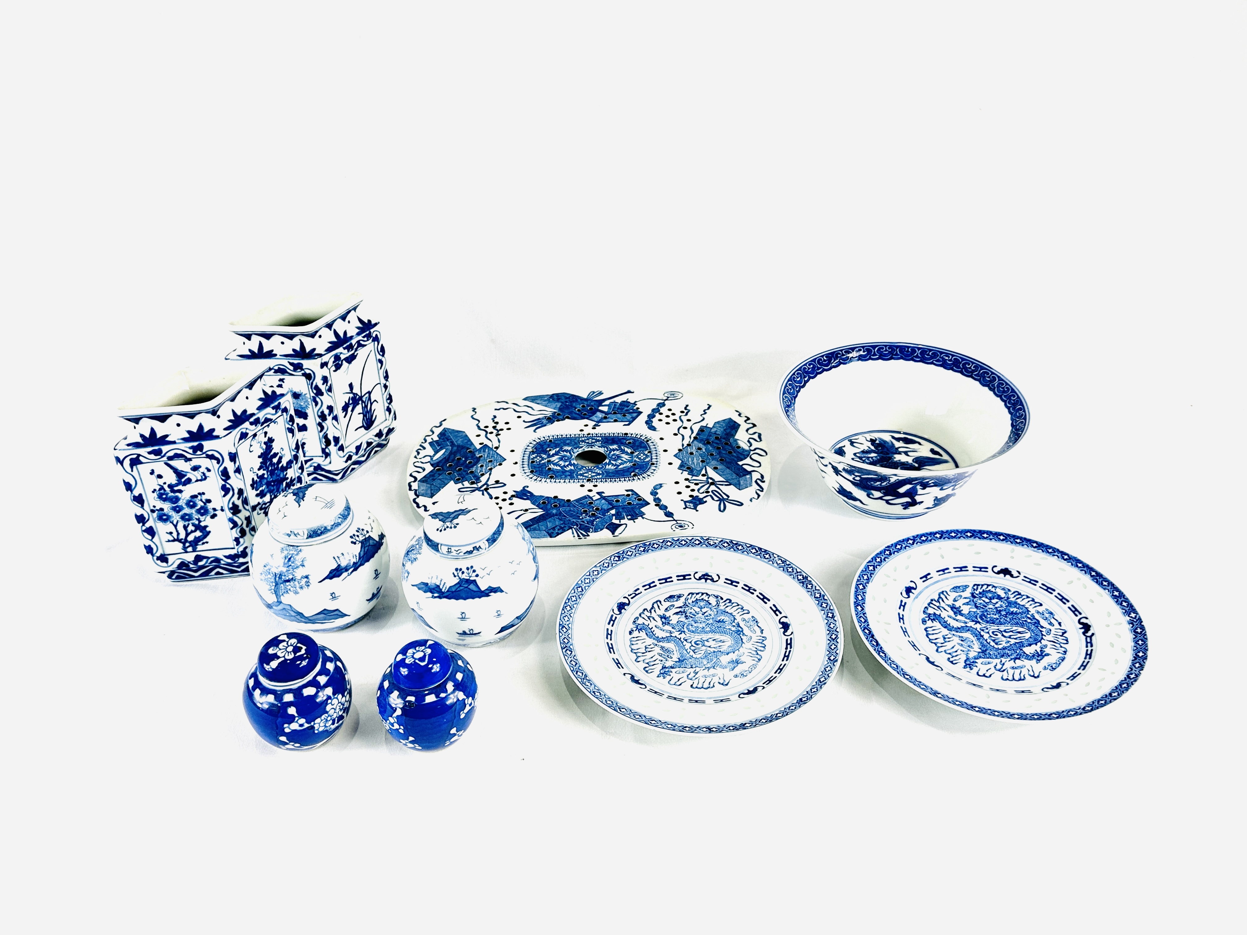 Quantity of blue and white pottery