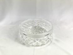 Cut glass fruit bowl with cut and etched flowers to base