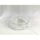 Cut glass fruit bowl with cut and etched flowers to base
