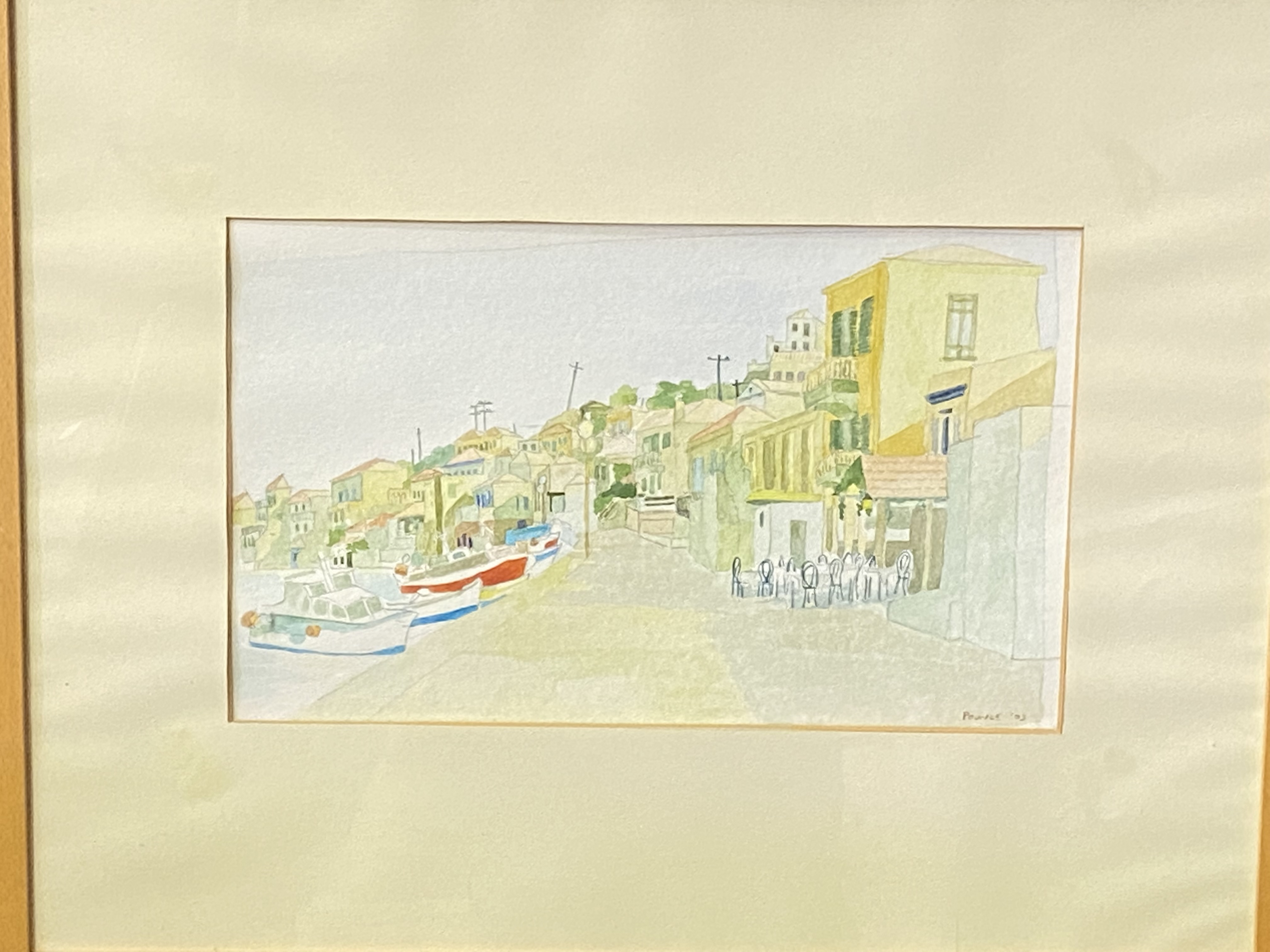 A pastel of beach scene, together with a watercolour of a harbour scene, both signed Pounce - Image 2 of 4