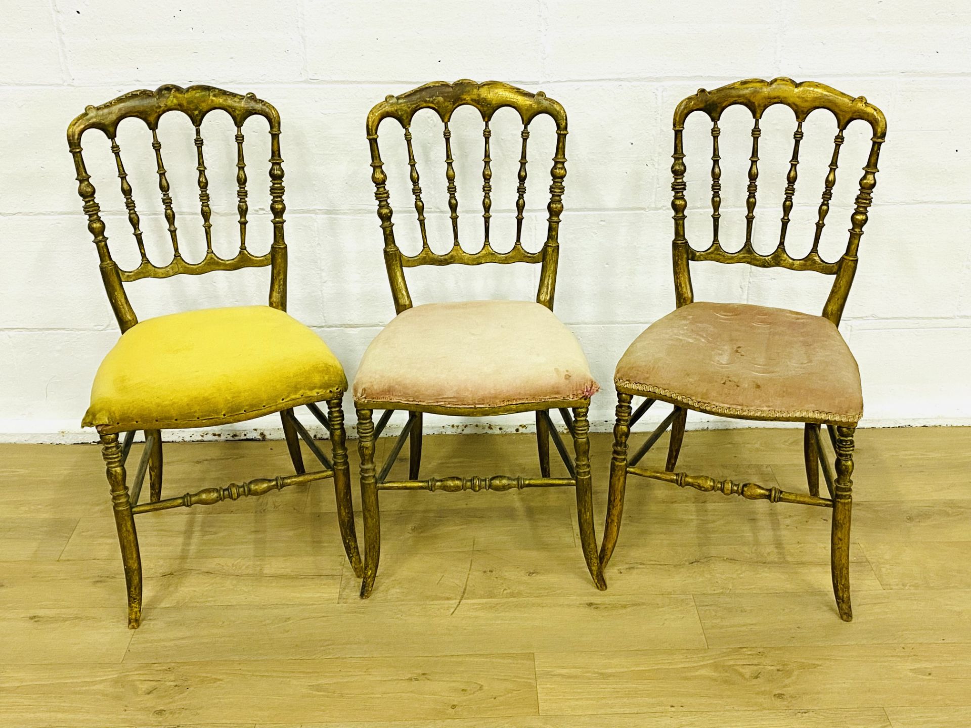 Three gilt wood chairs