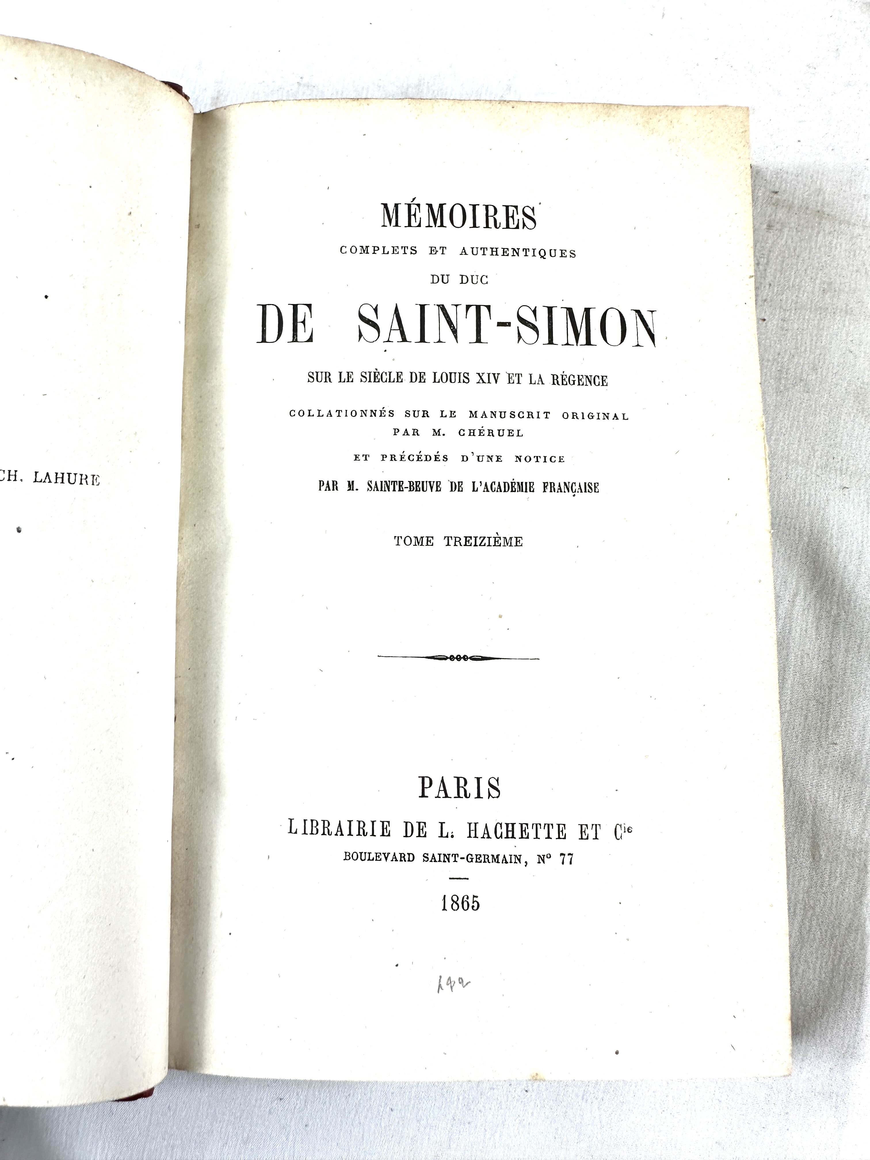 Memoires de Saint-Simon in thirteen volumes, quarter bound - Image 3 of 5