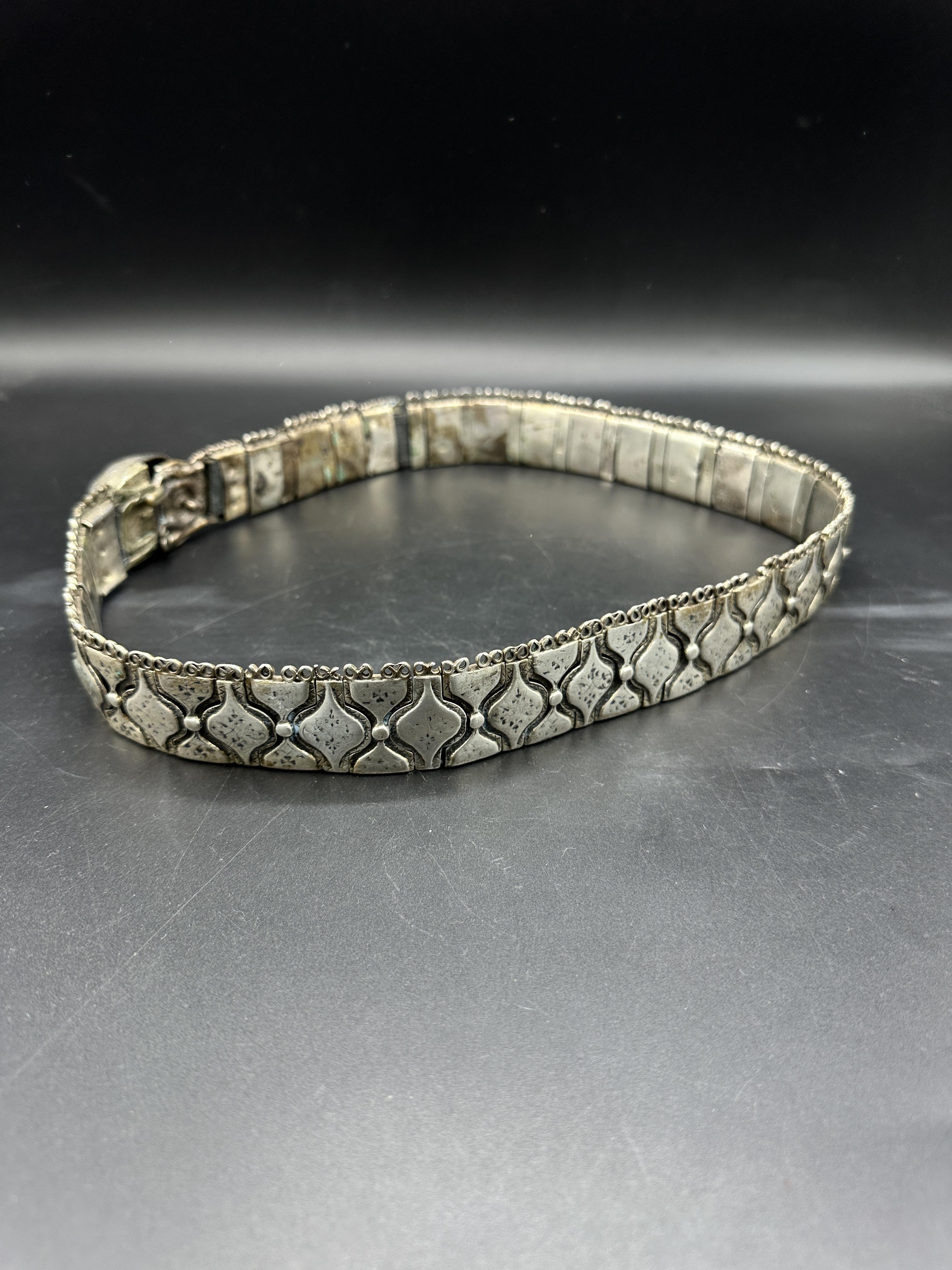 Silver over leather belt - Image 4 of 5