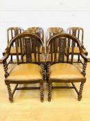 Set of eight oak dining chairs
