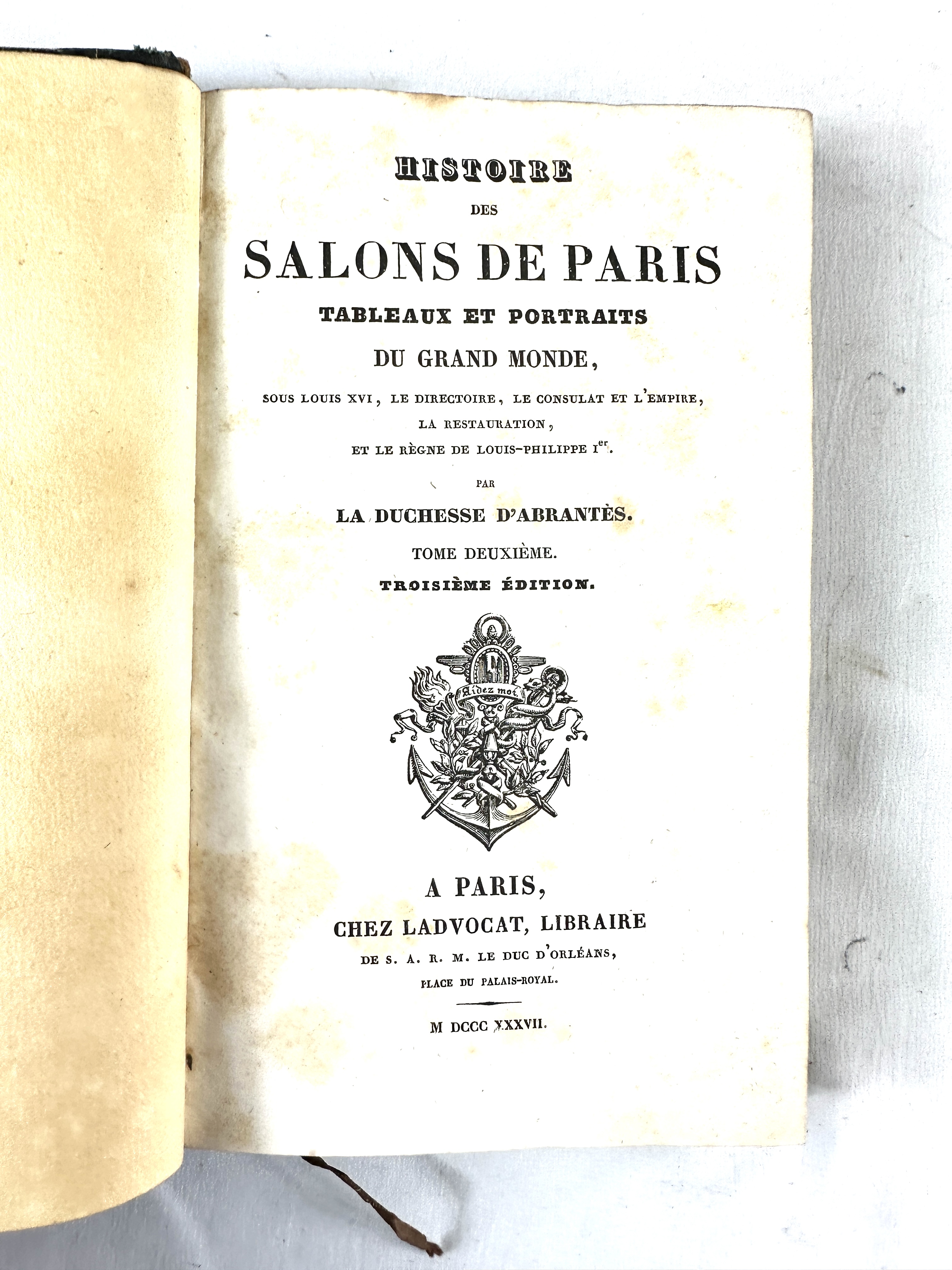 Histoire des Salons de Paris, published in six quarter bound volumes, Paris 1837. - Image 4 of 4