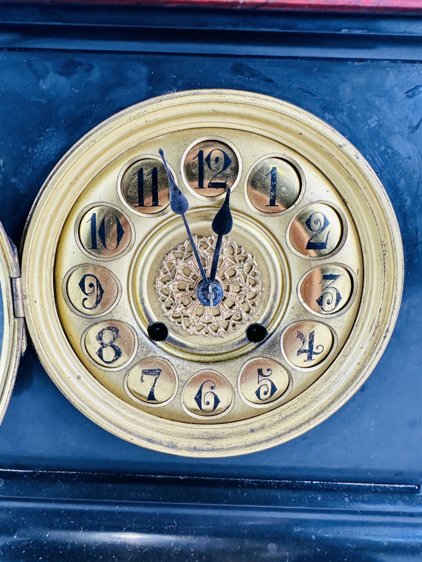 Slate and marble mantel clock - Image 2 of 6