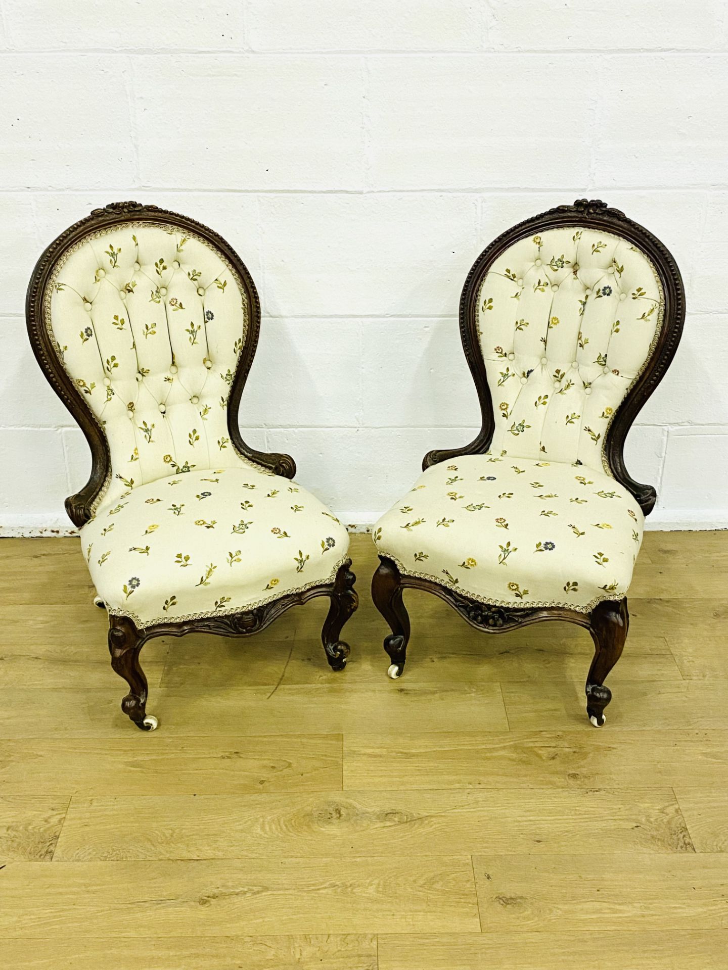 Pair of mahogany framed bedroom chairs - Image 4 of 8
