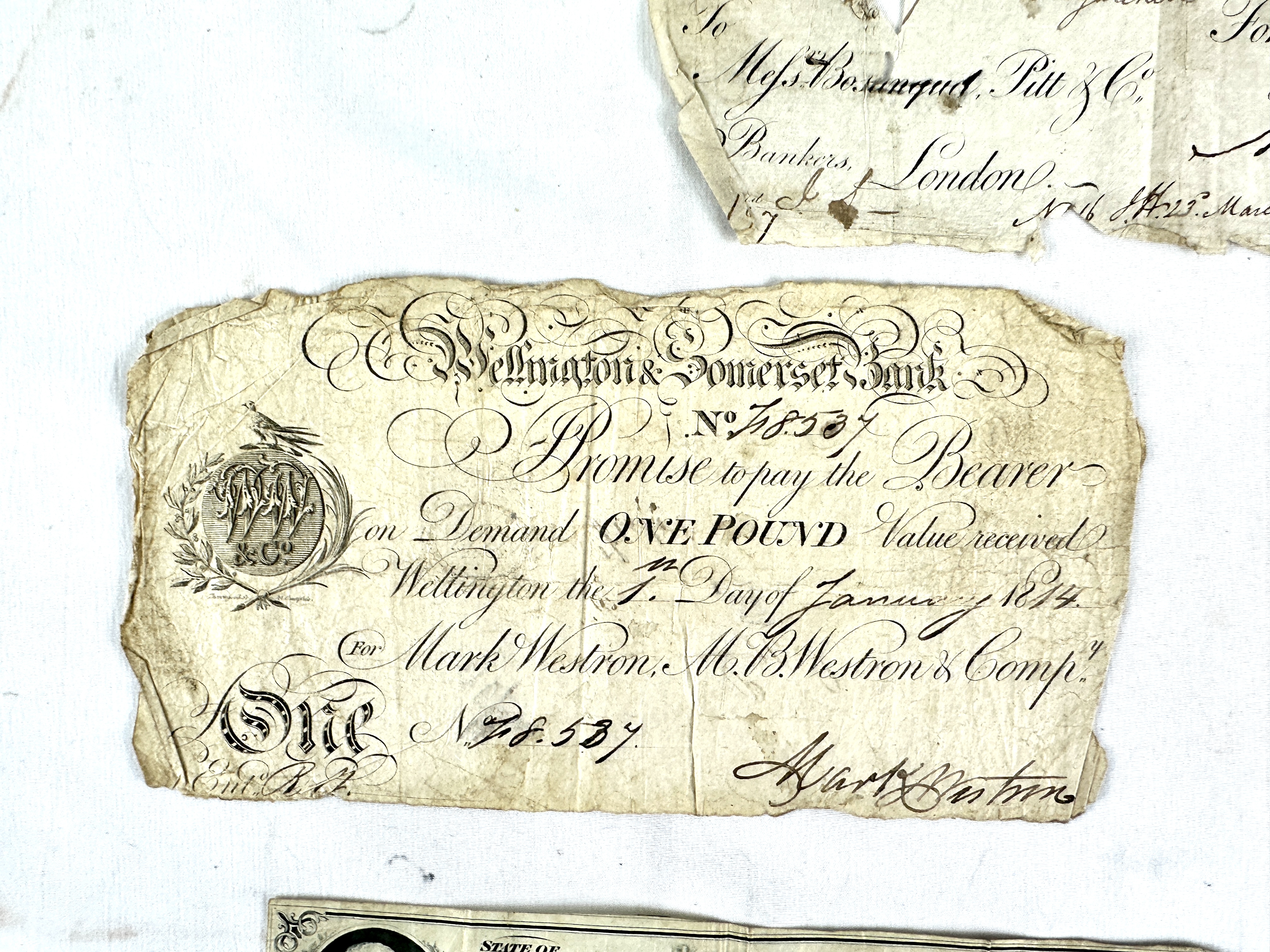 Three early 19th century one pound notes - Image 3 of 6