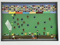 Gordon Barker - Framed and glazed acrylic on paper of a football match