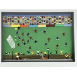 Gordon Barker - Framed and glazed acrylic on paper of a football match