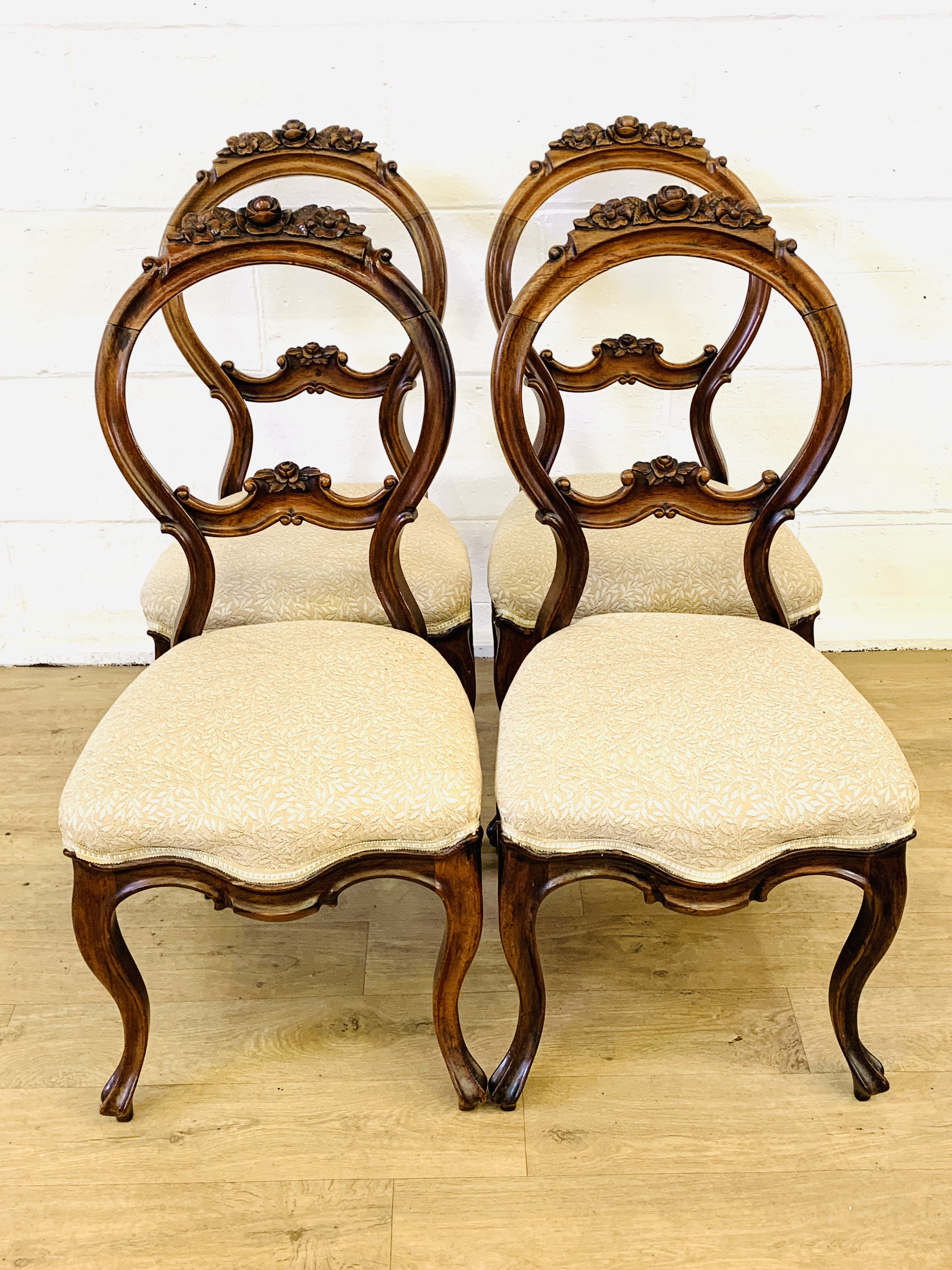 Four balloon back dining chairs