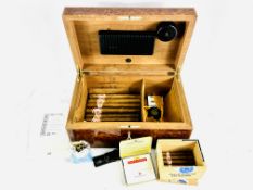 Dunhill humidor; 13 Hoyo de Monterrey cigars and related items