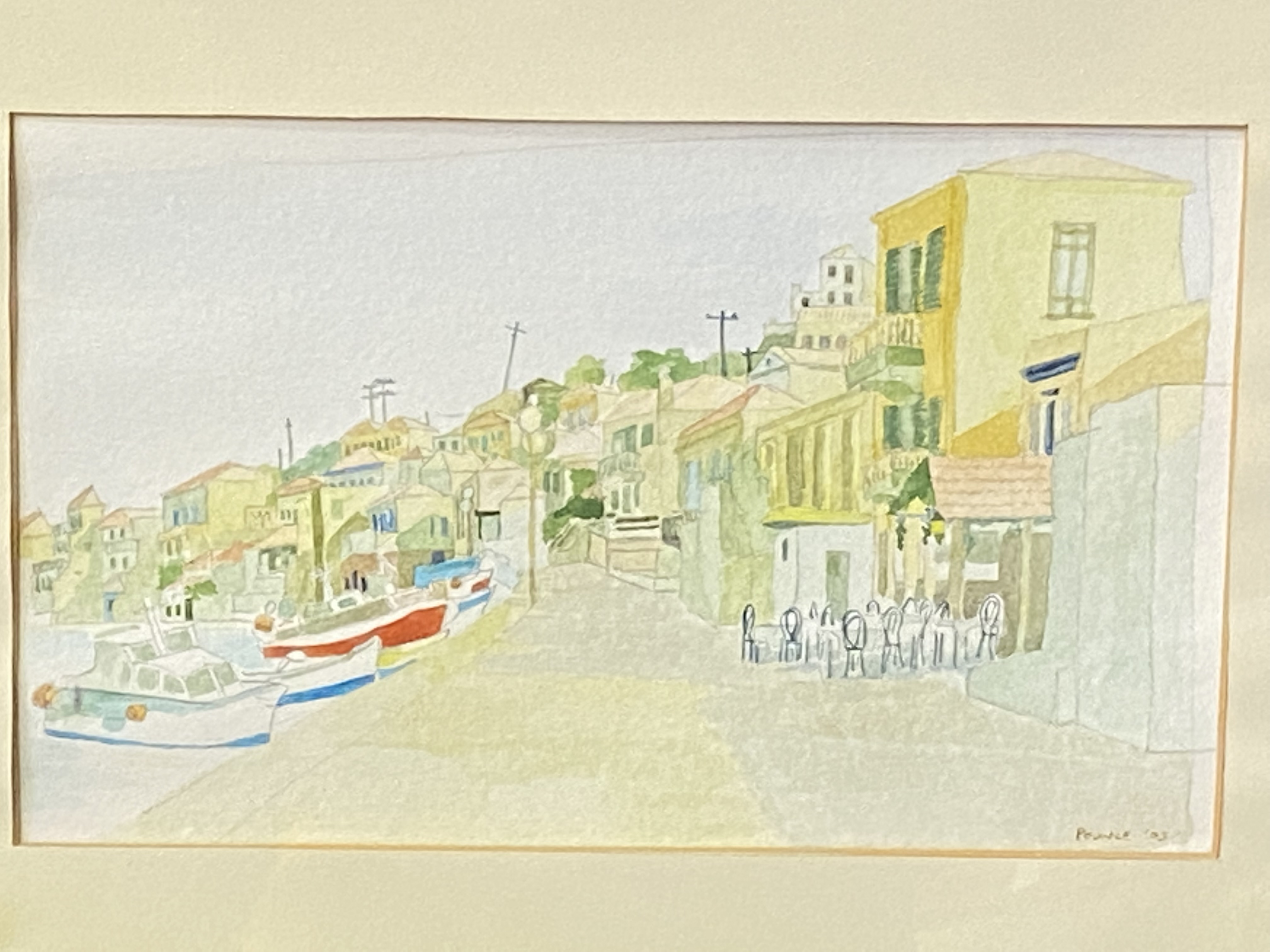 A pastel of beach scene, together with a watercolour of a harbour scene, both signed Pounce - Image 4 of 4