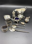 Silver cruet and other items of silver