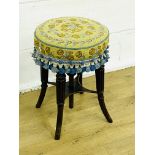 Mahogany upholstered stool